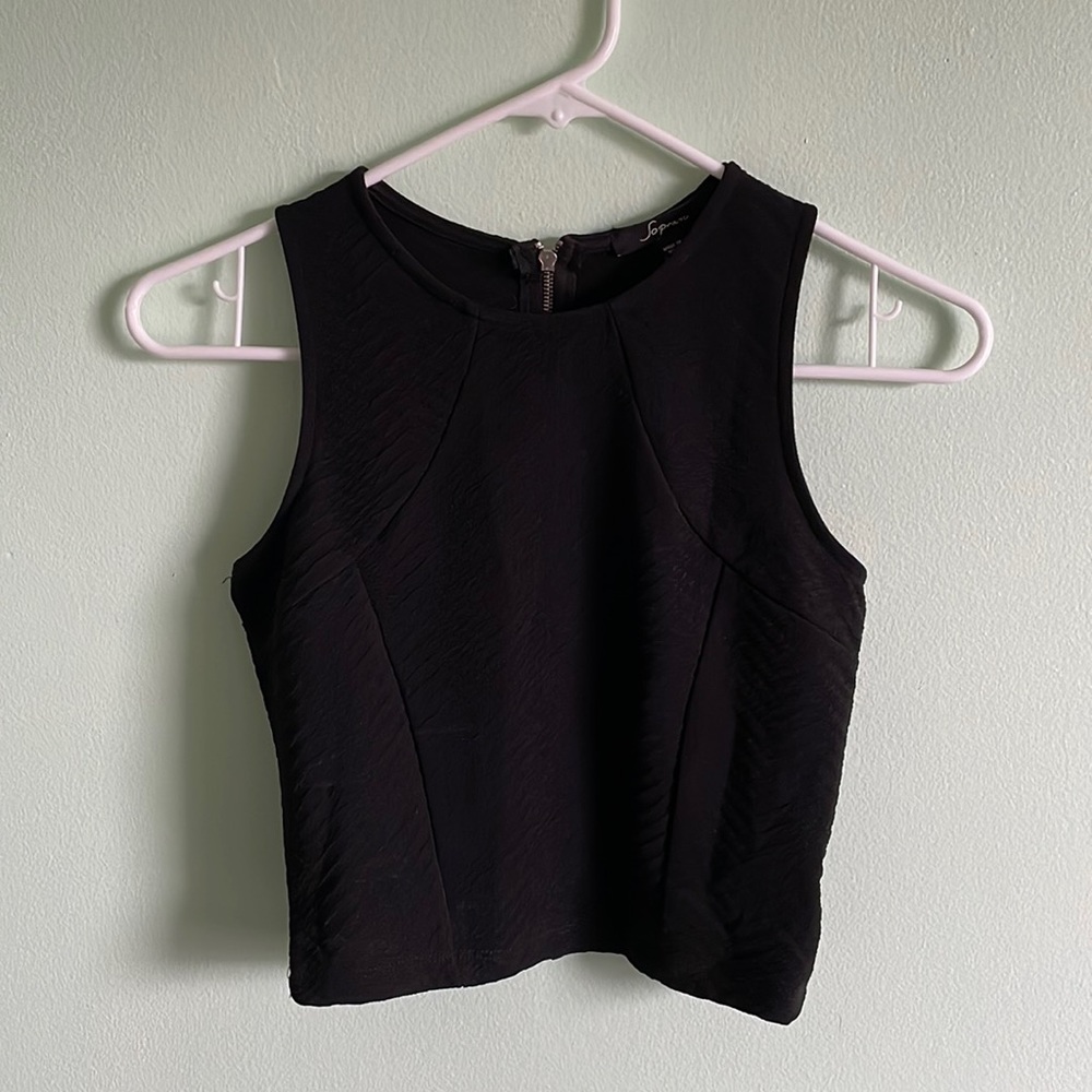 Black Textured Crop Top